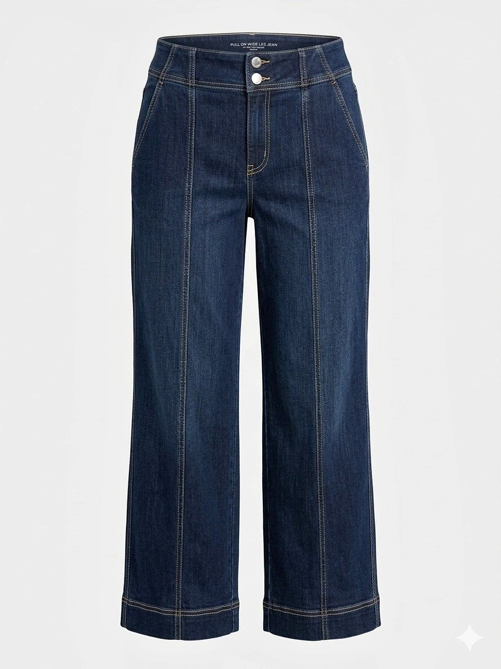 Chico's Pull On Wide Leg Jean Jeans Blue Waist 12